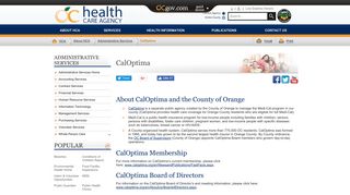 Orange County, California - CalOptima - OC Health Care Agency