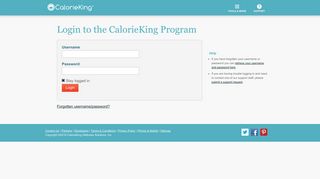 CalorieKing - Login