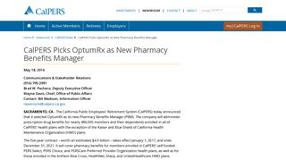 CalPERS Picks OptumRx as New Pharmacy Benefits Manager - CA.gov