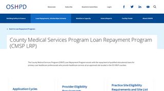 County Medical Services Program Loan Repayment Program (CMSP ...