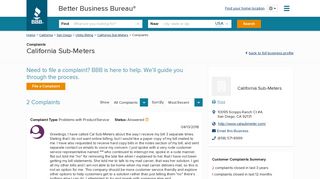 California Sub-Meters | Complaints | Better Business Bureau® Profile