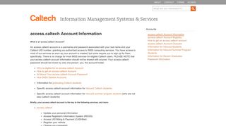 access.caltech Account Information - Information Management ...