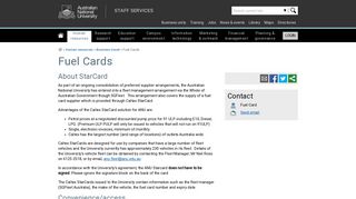 Fuel Cards - Staff Services - ANU