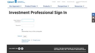 Investment Professional Sign In - Calvert Investments