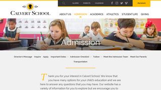 Admission | Calvert School