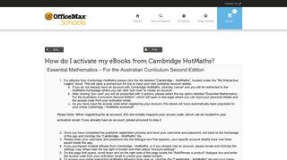 How do I activate my eBooks from Cambridge ... - OfficeMax Schools