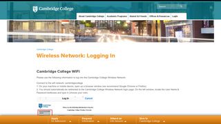 Wireless Network: Logging In | Cambridge College