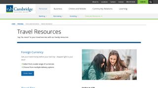 Travel Resources - Cambridge Savings Bank