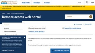 Remote access web portal - Cambridgeshire County Council