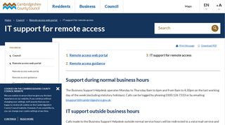 IT support for remote access - Remote access web portal