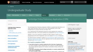 Cambridge Online Preliminary Application (COPA) | Undergraduate ...