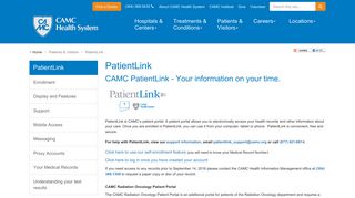 PatientLink signup form - CAMC.org