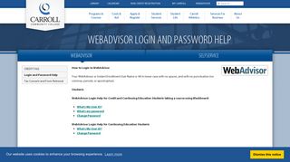 WebAdvisor Login and Password Help - Carroll Community College