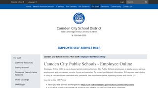 Employee Self-Service Help - Camden City School District
