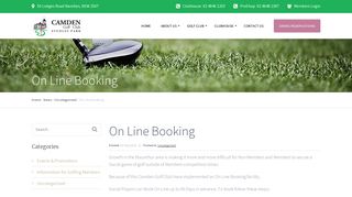 On Line Booking - Camden Golf Club