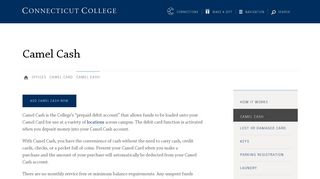 Camel Cash · Connecticut College