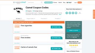 Camel Coupons - Save w/ Feb. 2019 Coupon & Promo Codes