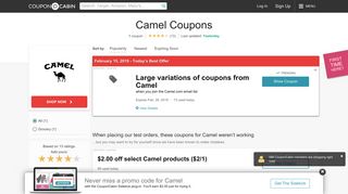 Camel Coupons - Top Offer: $1.00 Off - CouponCabin