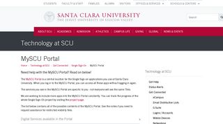 MySCU Portal - Technology at SCU - Santa Clara University