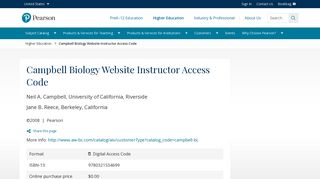 Campbell & Reece, Campbell Biology Website Instructor Access Code ...
