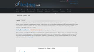 Camplink Speed Test - TestMy.net