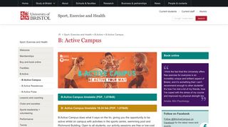 B:Active Campus | Sport, Exercise and Health | University of Bristol