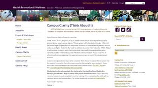 Campus Clarity (Think About It) | Health Promotion & Wellness