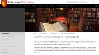 Yearly CamSIS Student Registration | Peterhouse Cambridge