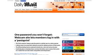 Webcam site lets members log in with a 'penisprint' | Daily Mail Online
