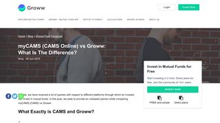 myCAMS (CAMS Online) vs Groww: What Is The Difference ...