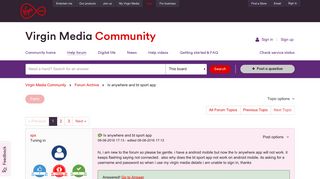 tv anywhere and bt sport app - Virgin Media Community
