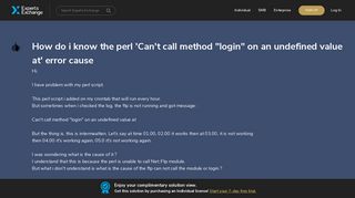 How do i know the perl 'Can't call method 
