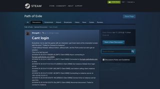 Cant login :: Path of Exile General Discussions - Steam Community