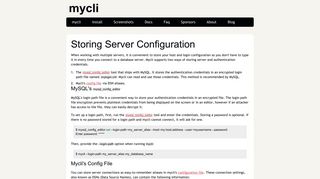 Storing Server Configuration - mycli