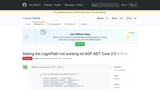 Setting the LoginPath not working int ASP.NET Core 2.0 · Issue #1414 ...