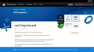 Solved: can't log into ps4 - PlayStation Forum