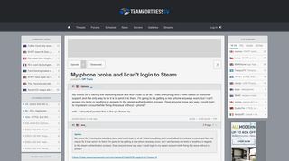 My phone broke and I can't login to Steam - Team Fortress TV