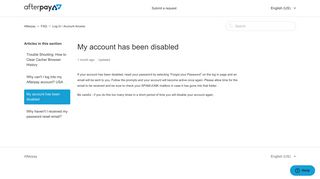 My account has been disabled – Afterpay