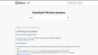I can't log in to Alexa – Alexa Support