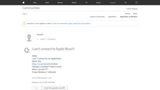 I can't connect to Apple Music!! - Apple Community