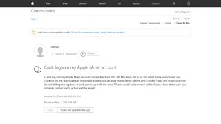 Can't log into my Apple Music account - Apple Community