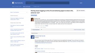 Having issue logging on thru fb and allowing apps to share info, what ...