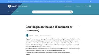 Can't login on the app (Facebook or username) - The Spotify Community
