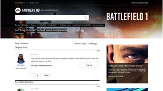 Solved: can't log in to battlefield 1 web companion - Answer HQ