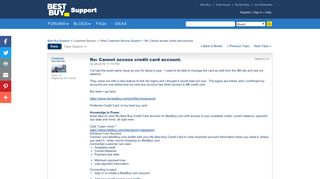 Re: Cannot access credit card account. - Best Buy Support - Best ...