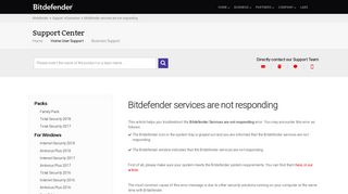 Bitdefender services are not responding