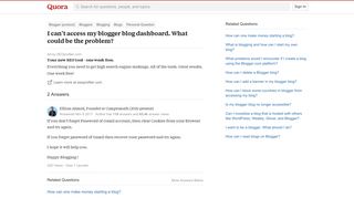 I can't access my blogger blog dashboard. What could be the ...