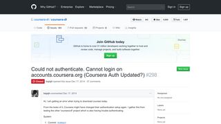 Could not authenticate. Cannot login on accounts.coursera.org - GitHub