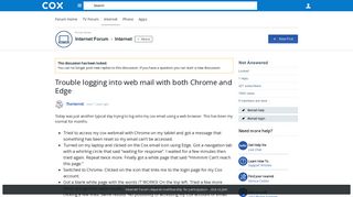 Trouble logging into web mail with both Chrome and Edge - Internet ...