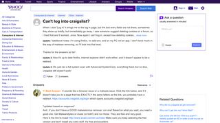 Can't log into craigslist? | Yahoo Answers